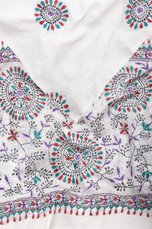 Vivre Fine Wool Cashmere Kantha Embroidered Shawl