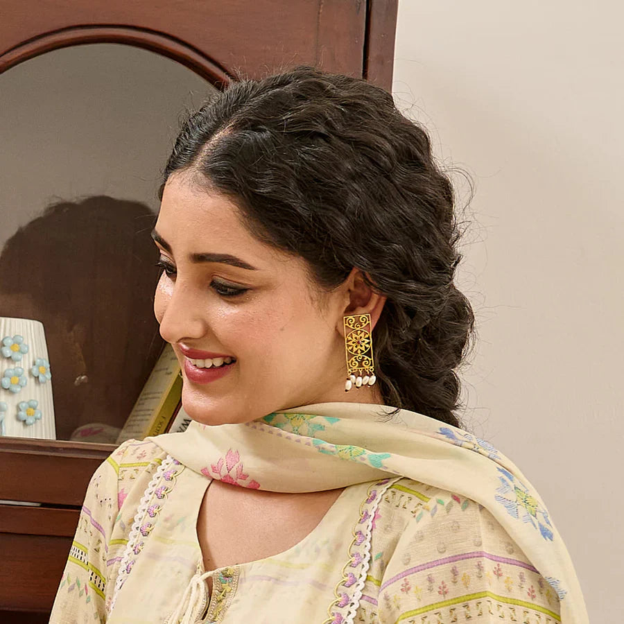 Samkon Ethnic Gold Earrings