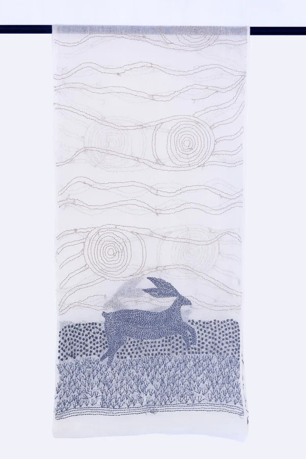 Doux Fine Wool Cashmere Kantha Embroidery Stole