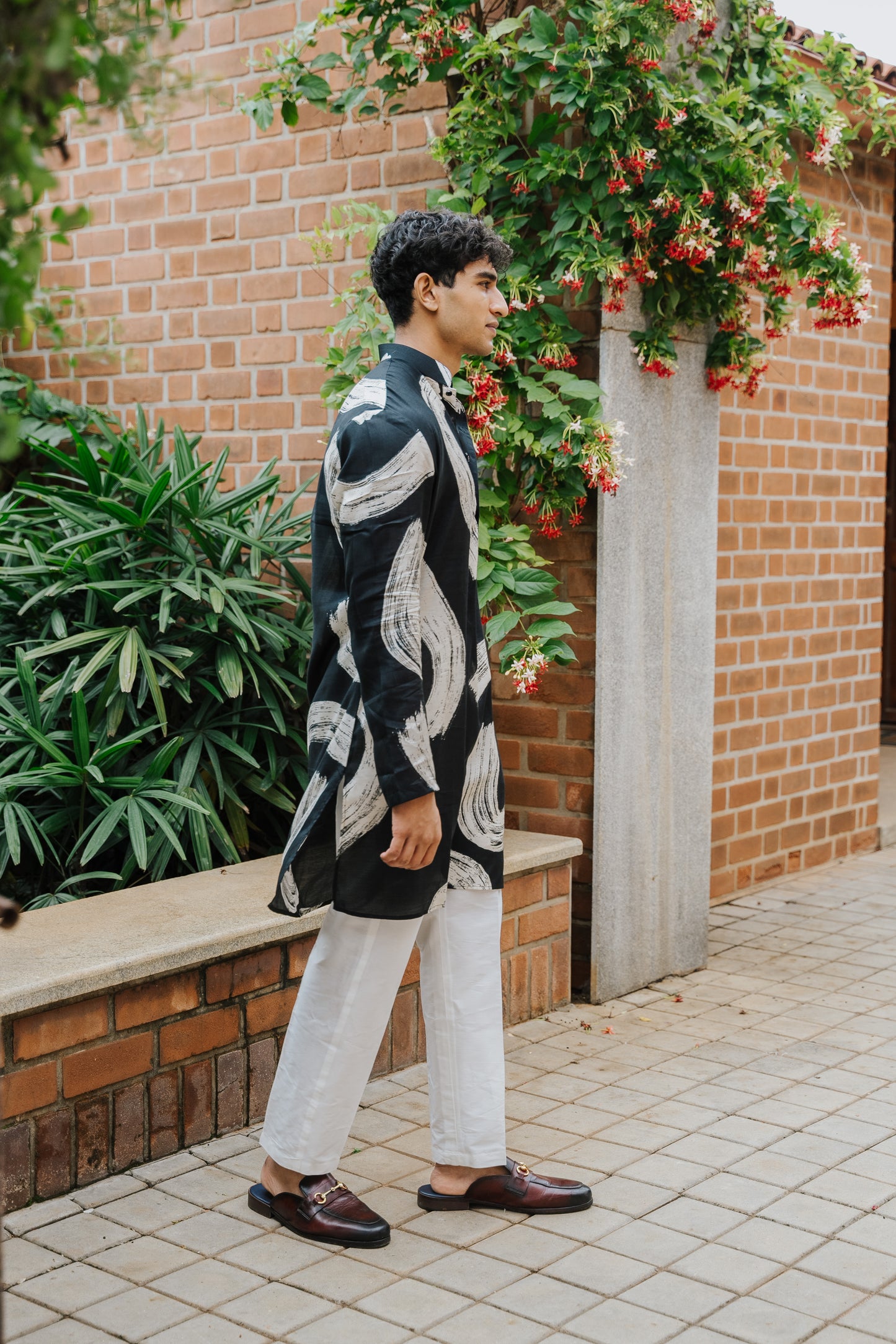 Black and White Modern Art Kurta