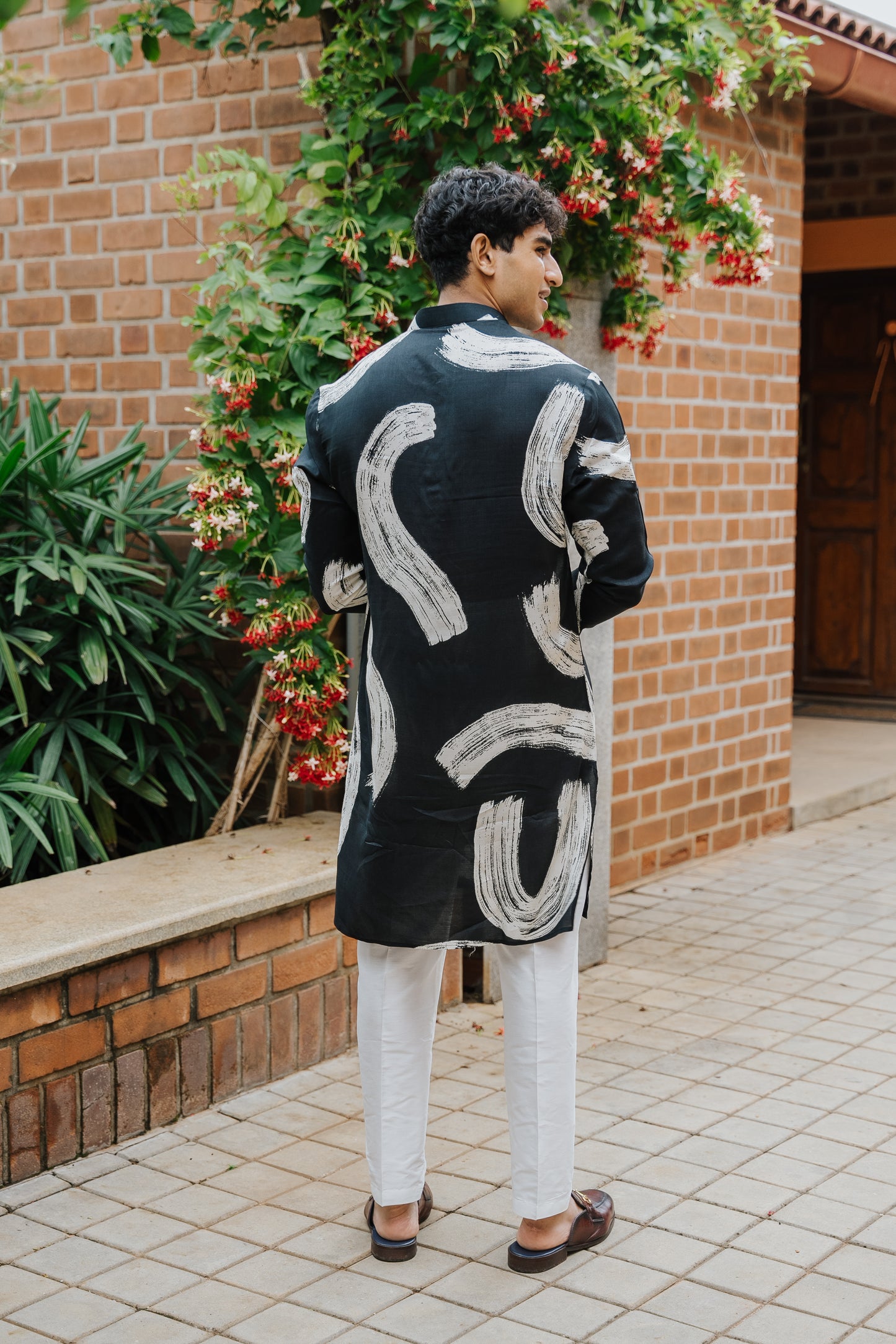 Black and White Modern Art Kurta