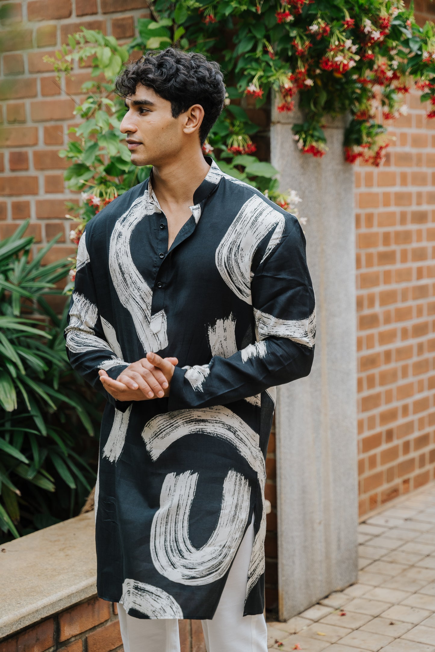 Black and White Modern Art Kurta
