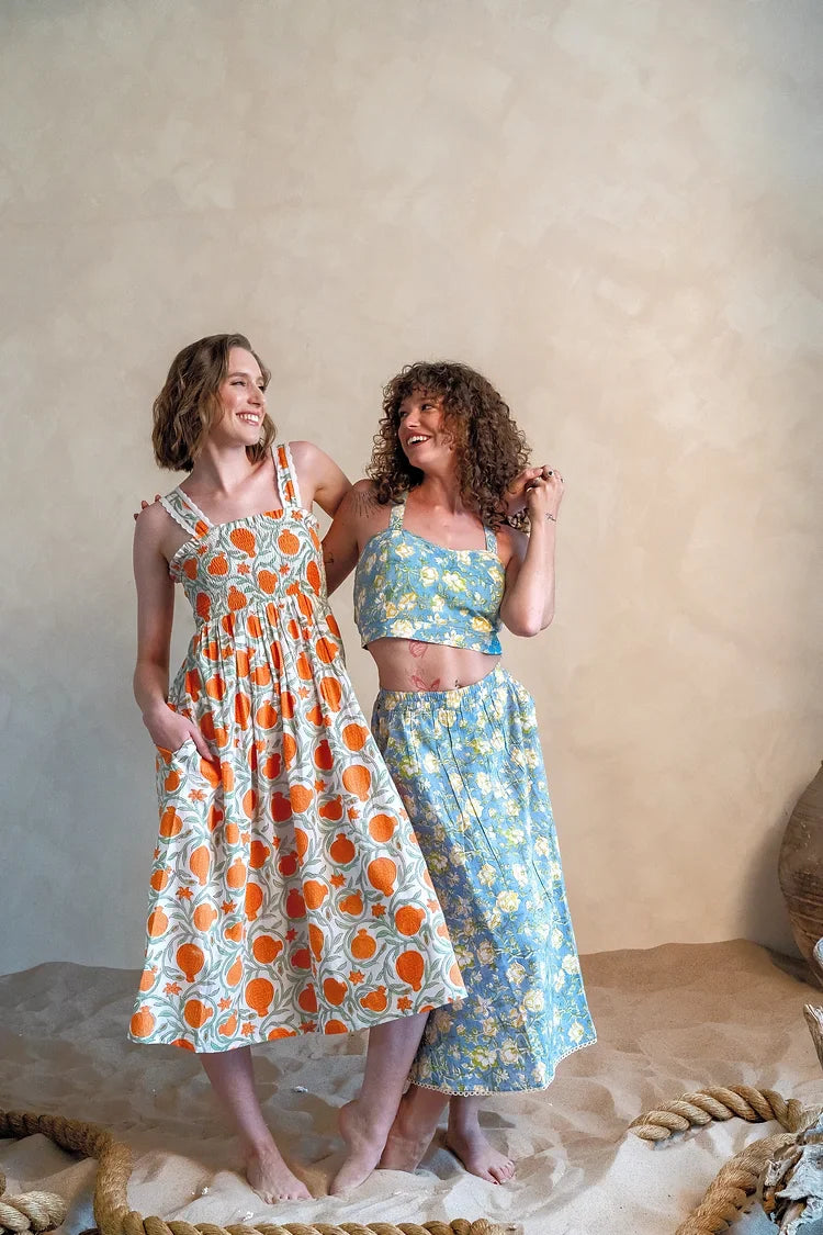 Carolina Blue Crop Top - Skirt Set